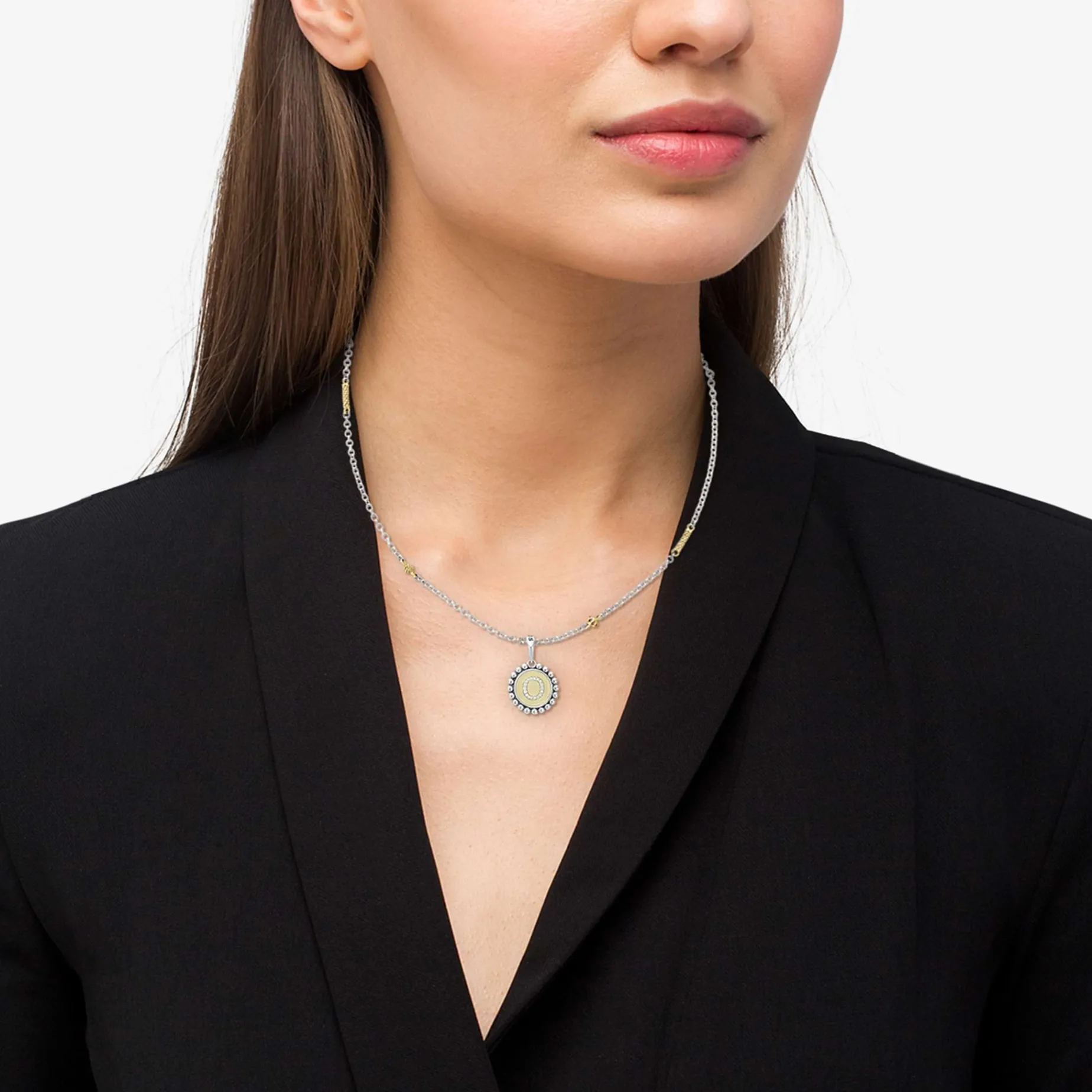 O Initial Diamond Charm Necklace