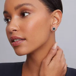Onyx Circle Stud Earrings