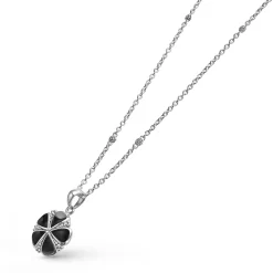 Onyx Flower Pendant Necklace