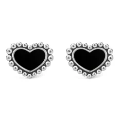 Onyx Heart Stud Earrings