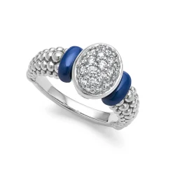 Oval Ceramic Caviar Diamond Ring