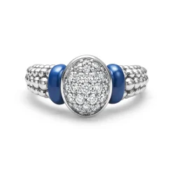 Oval Ceramic Caviar Diamond Ring