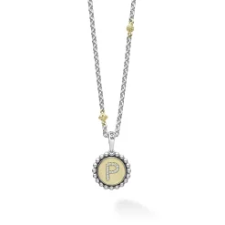 P Initial Diamond Charm Necklace