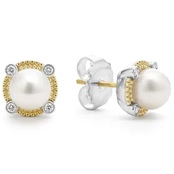 Pearl Diamond Stud Earrings