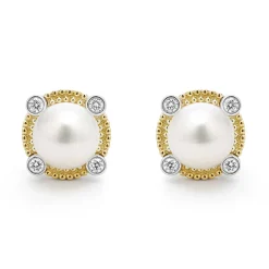 Pearl Diamond Stud Earrings