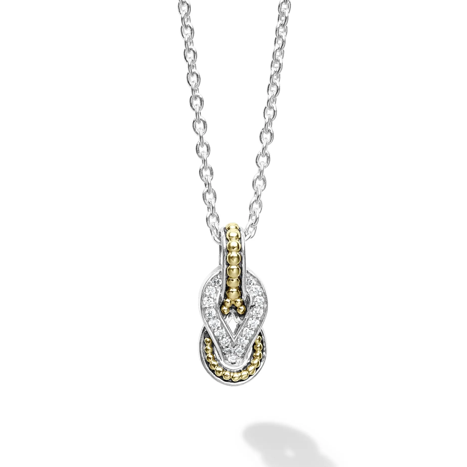 Petite Two-Tone Knot Diamond Pendant Necklace