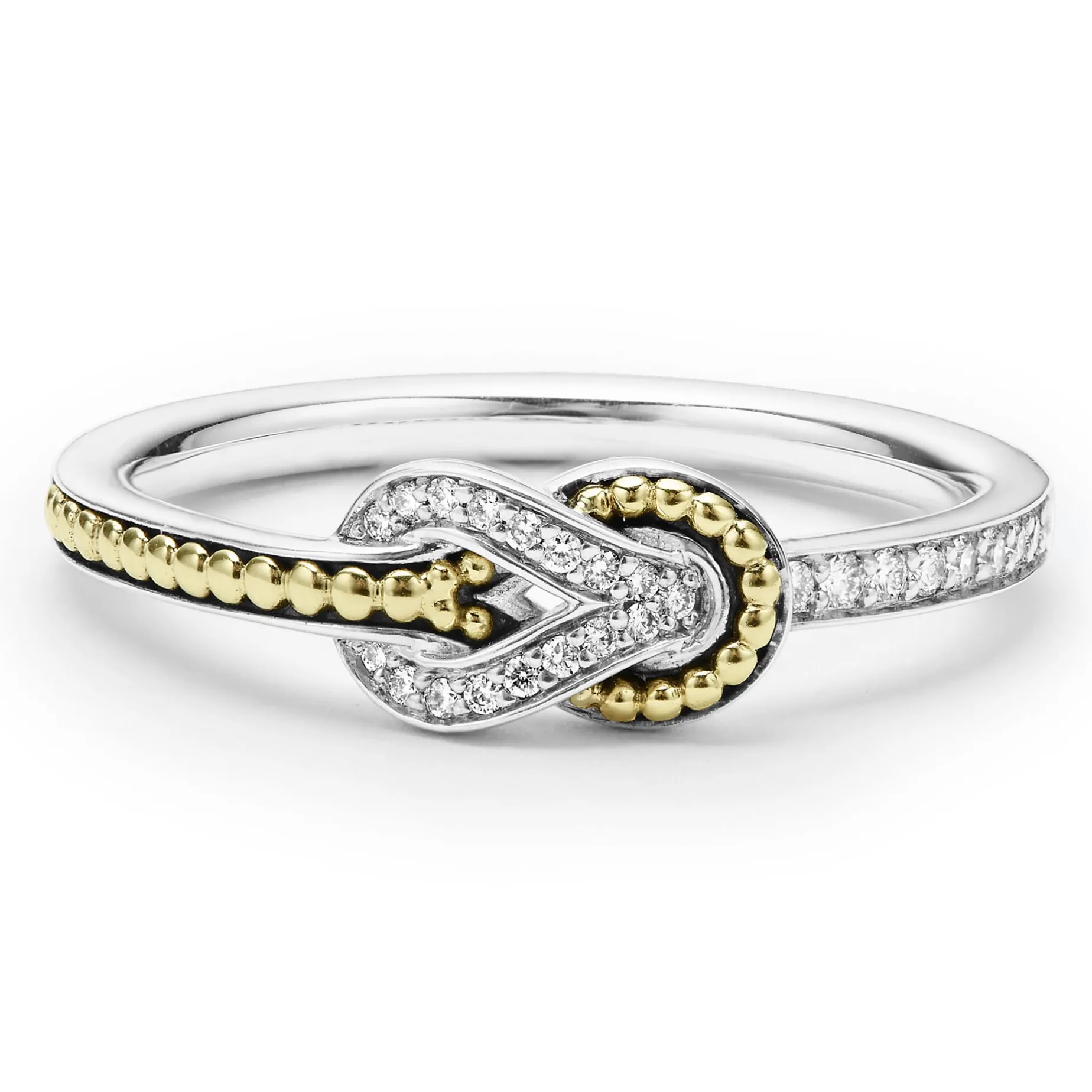 Petite Two-Tone Knot Diamond Ring