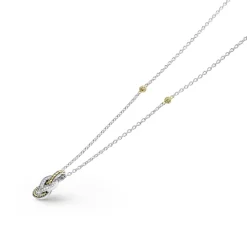 Petite Two-Tone Knot Diamond Pendant Necklace