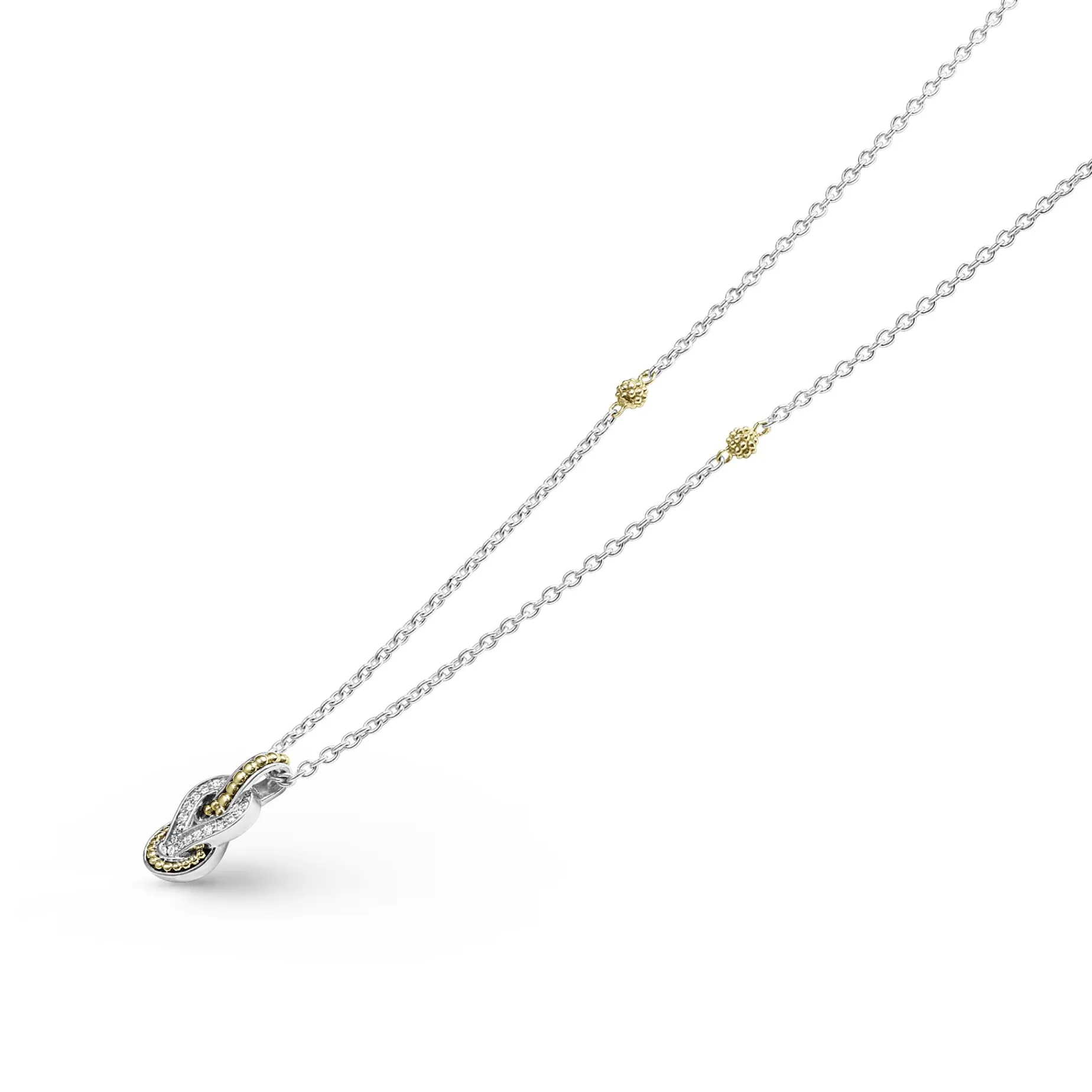 Petite Two-Tone Knot Diamond Pendant Necklace