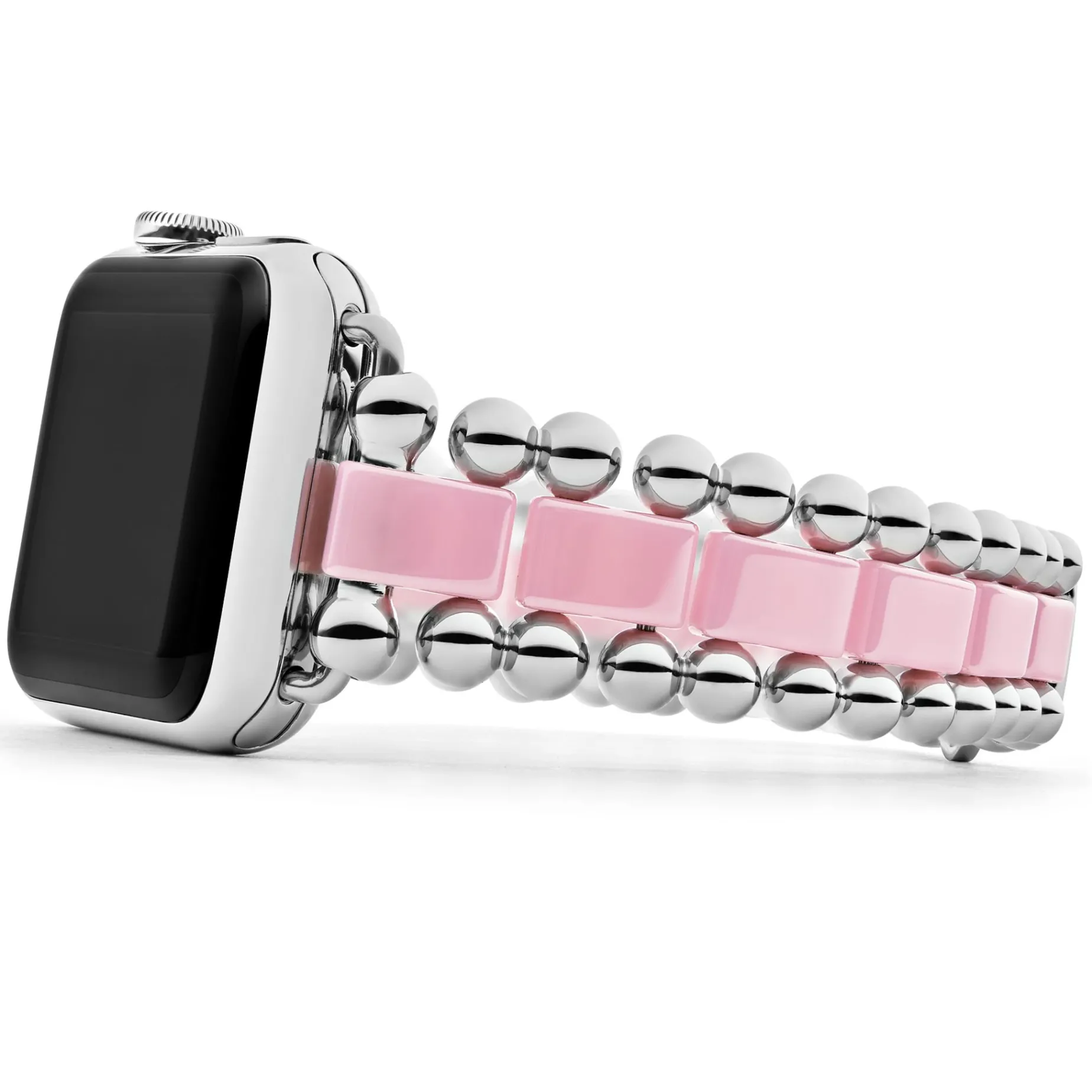 Pink Ceramic and Stainless Steel Watch Bracelet-38-45mm