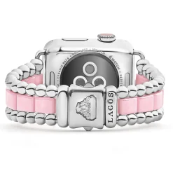 Pink Ceramic and Stainless Steel Watch Bracelet-38-45mm