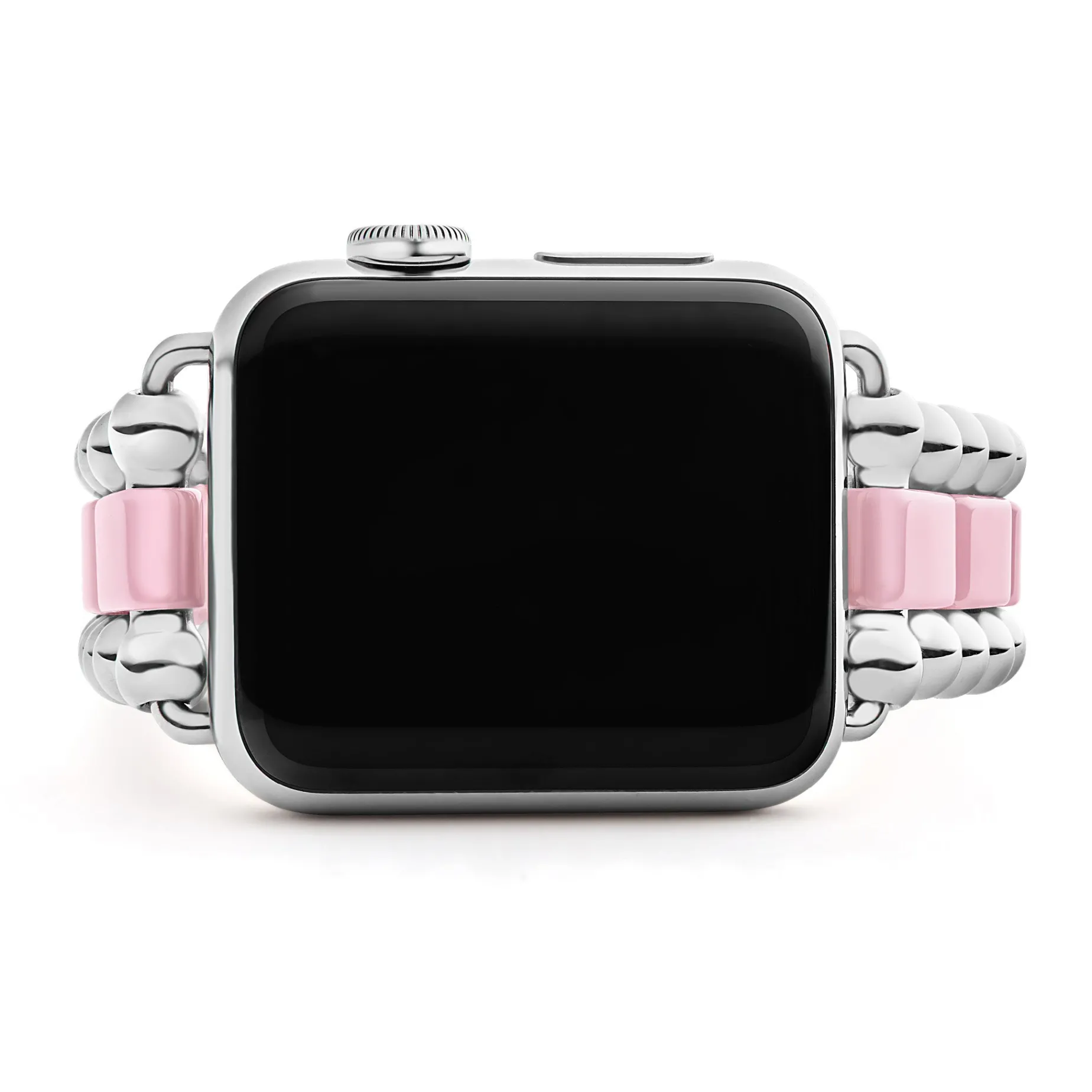 Pink Ceramic and Stainless Steel Watch Bracelet-38-45mm