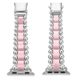 Pink Ceramic and Stainless Steel Watch Bracelet-38-45mm