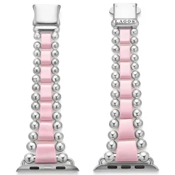 Pink Ceramic and Stainless Steel Watch Bracelet-42-49mm