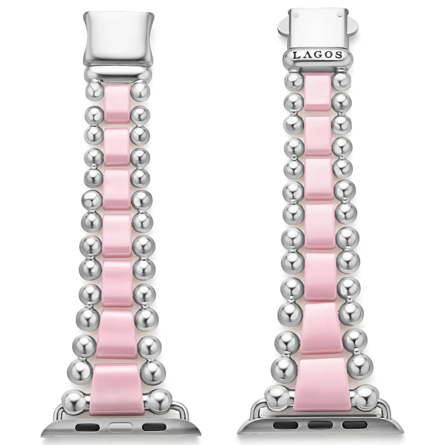 Pink Ceramic and Stainless Steel Watch Bracelet-42-49mm
