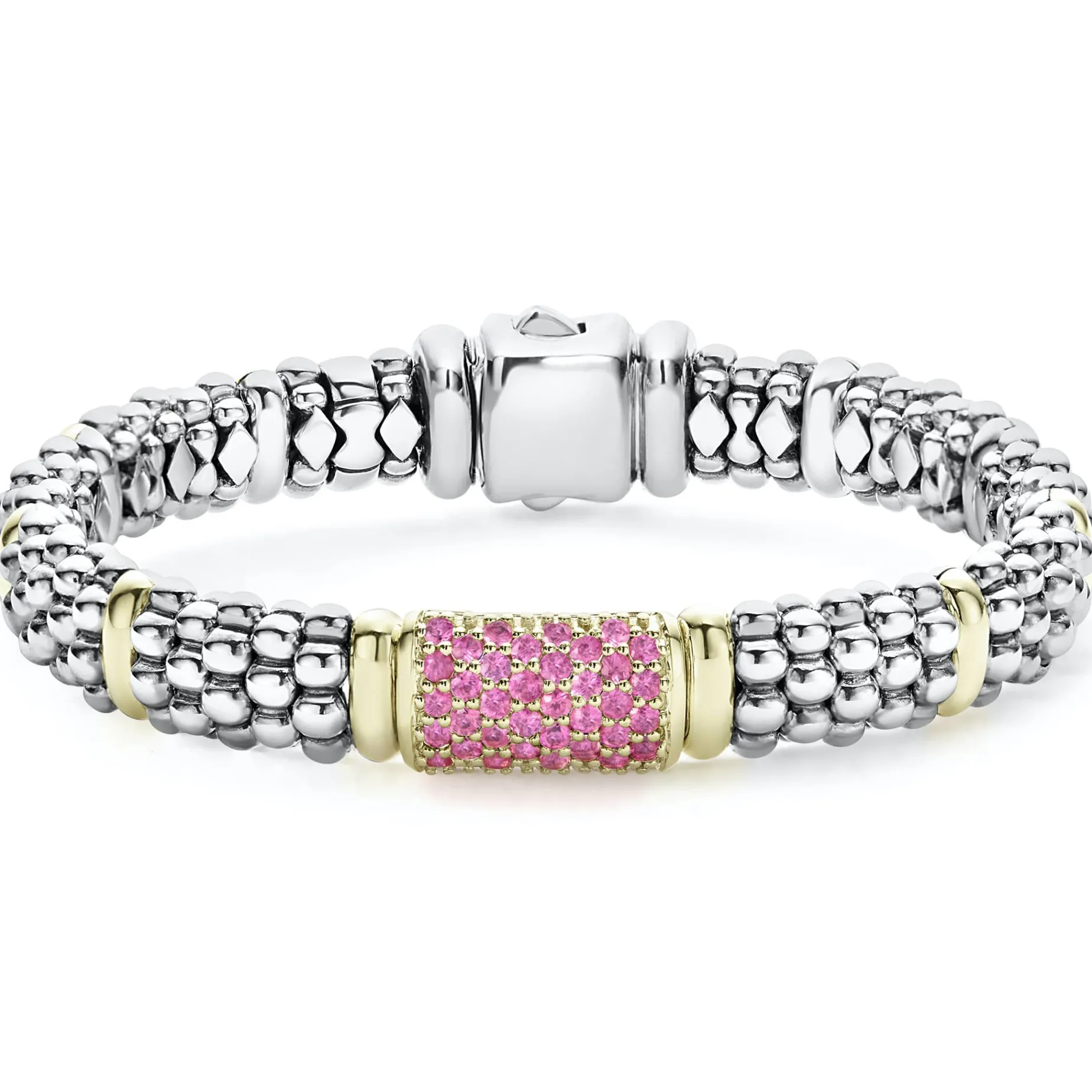 Pink Sapphire Caviar Bracelet | 9mm