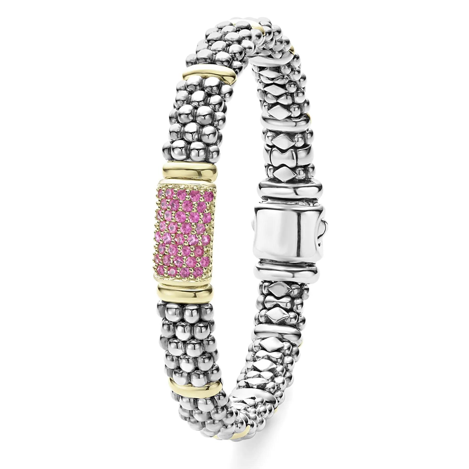 Pink Sapphire Caviar Bracelet | 9mm