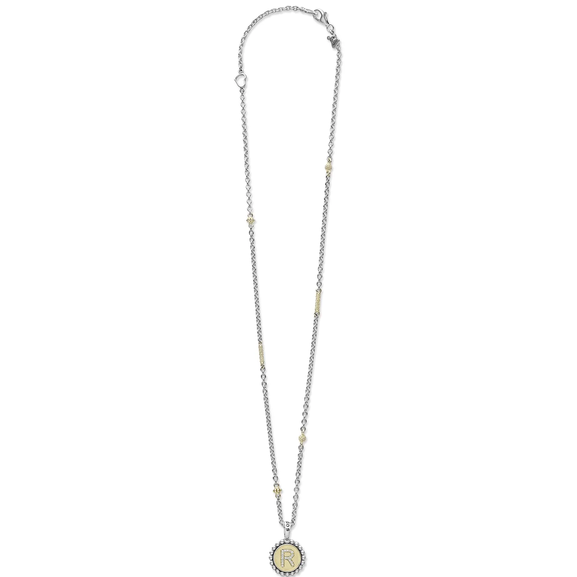R Initial Diamond Charm Necklace