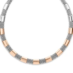 Rose Gold Station Caviar Necklace | 12mm
