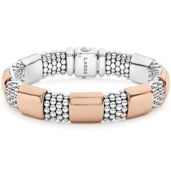 Rose Gold Station Caviar Bracelet | 12mm