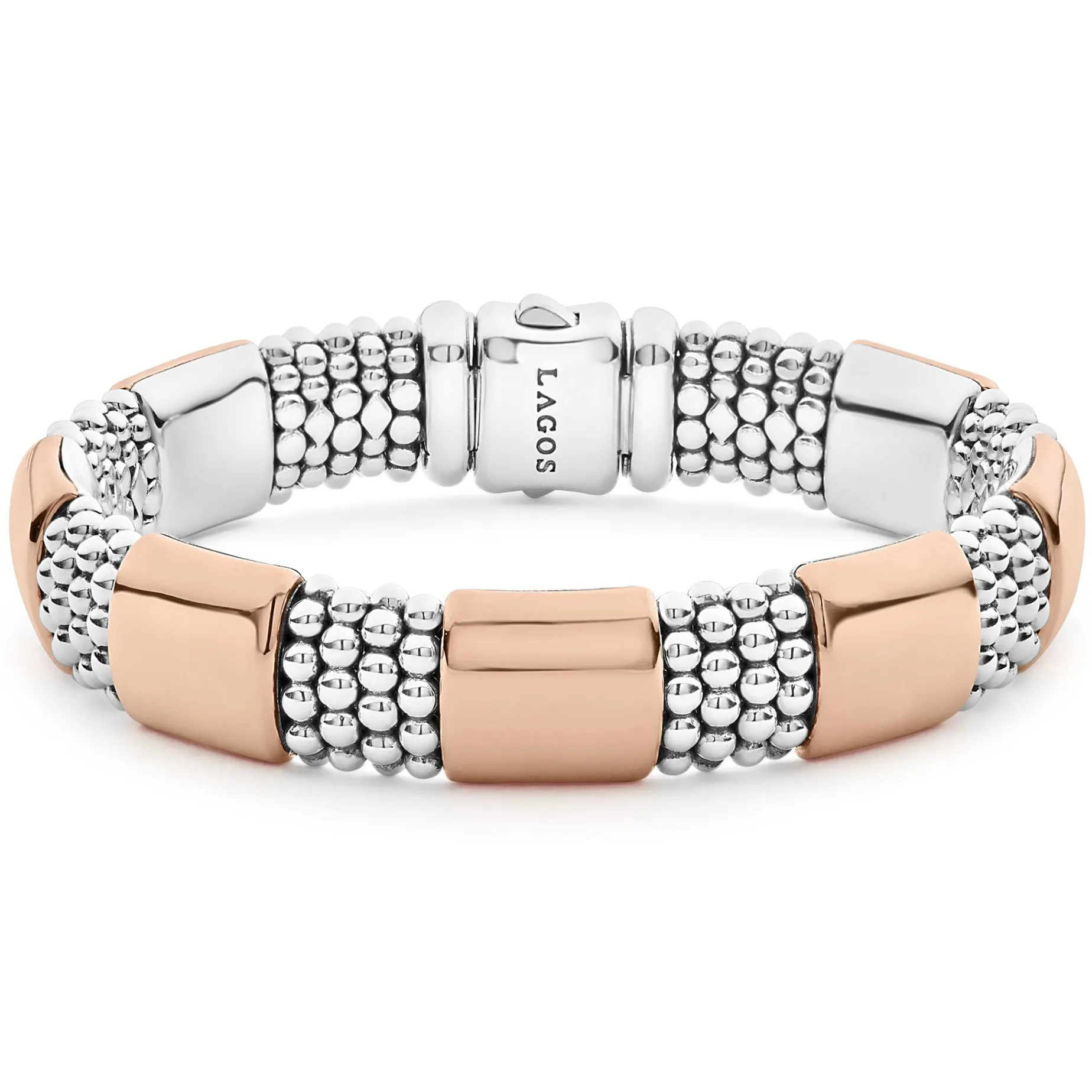 Rose Gold Station Caviar Bracelet | 12mm
