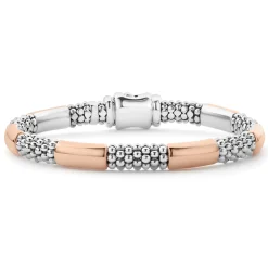 Rose Gold Station Caviar Bracelet | 6mm