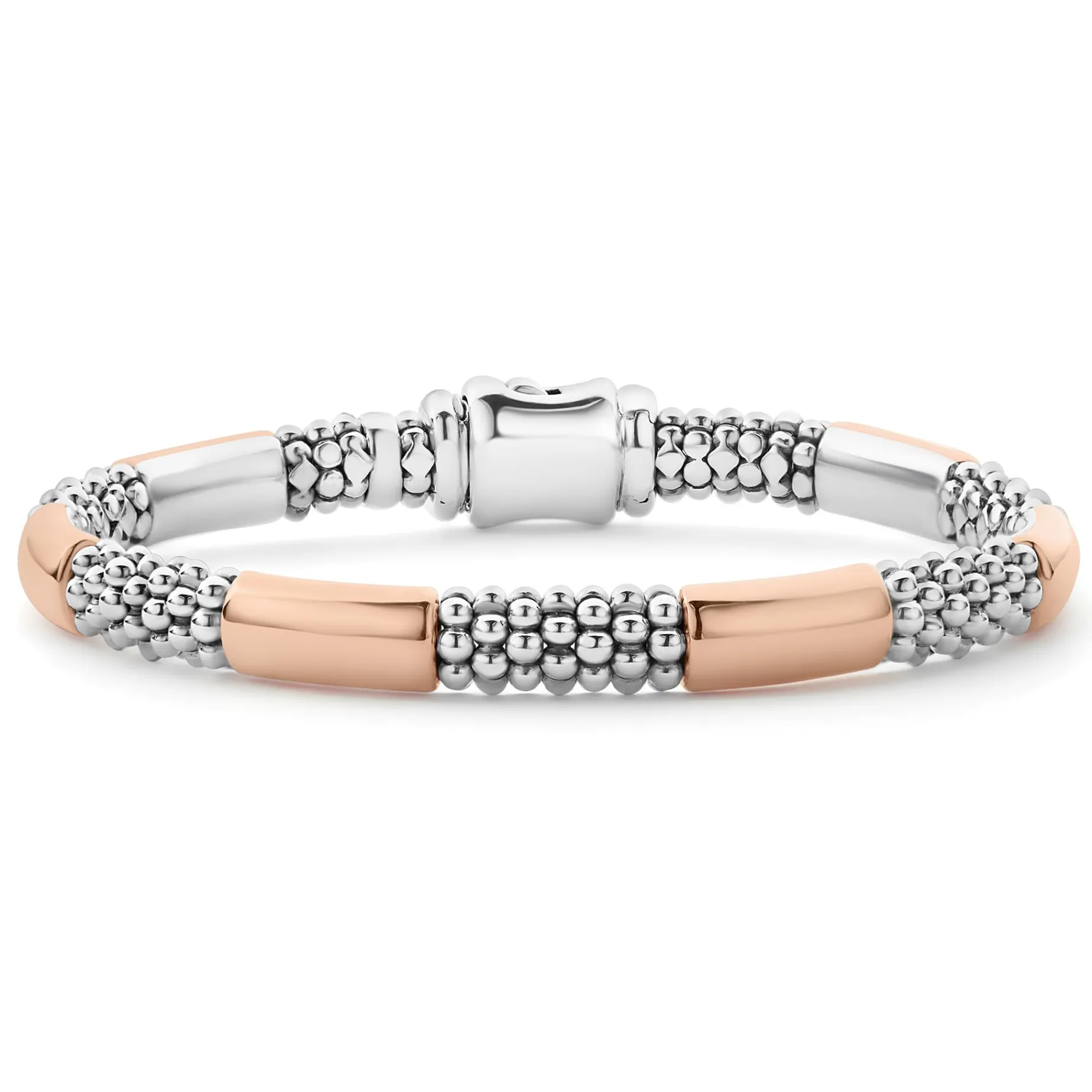 Rose Gold Station Caviar Bracelet | 6mm