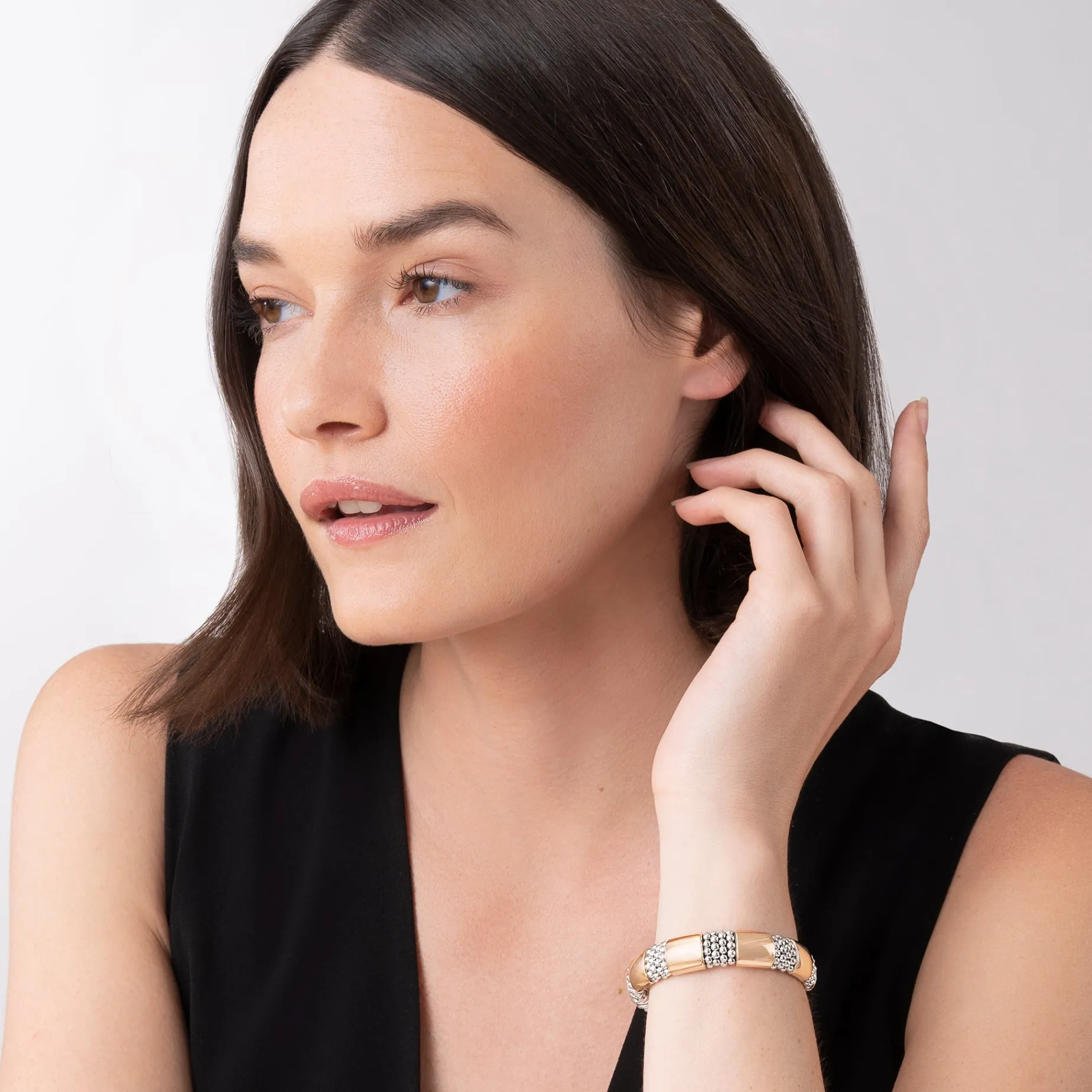Rose Gold Station Caviar Bracelet | 12mm