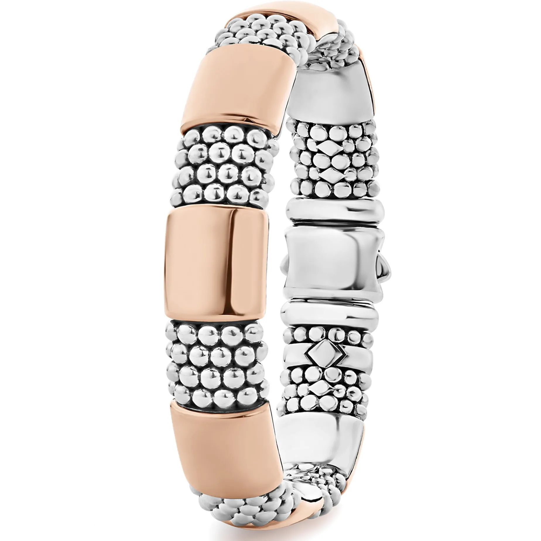 Rose Gold Station Caviar Bracelet | 12mm