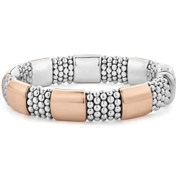 Rose Gold Station Caviar Bracelet | 12mm