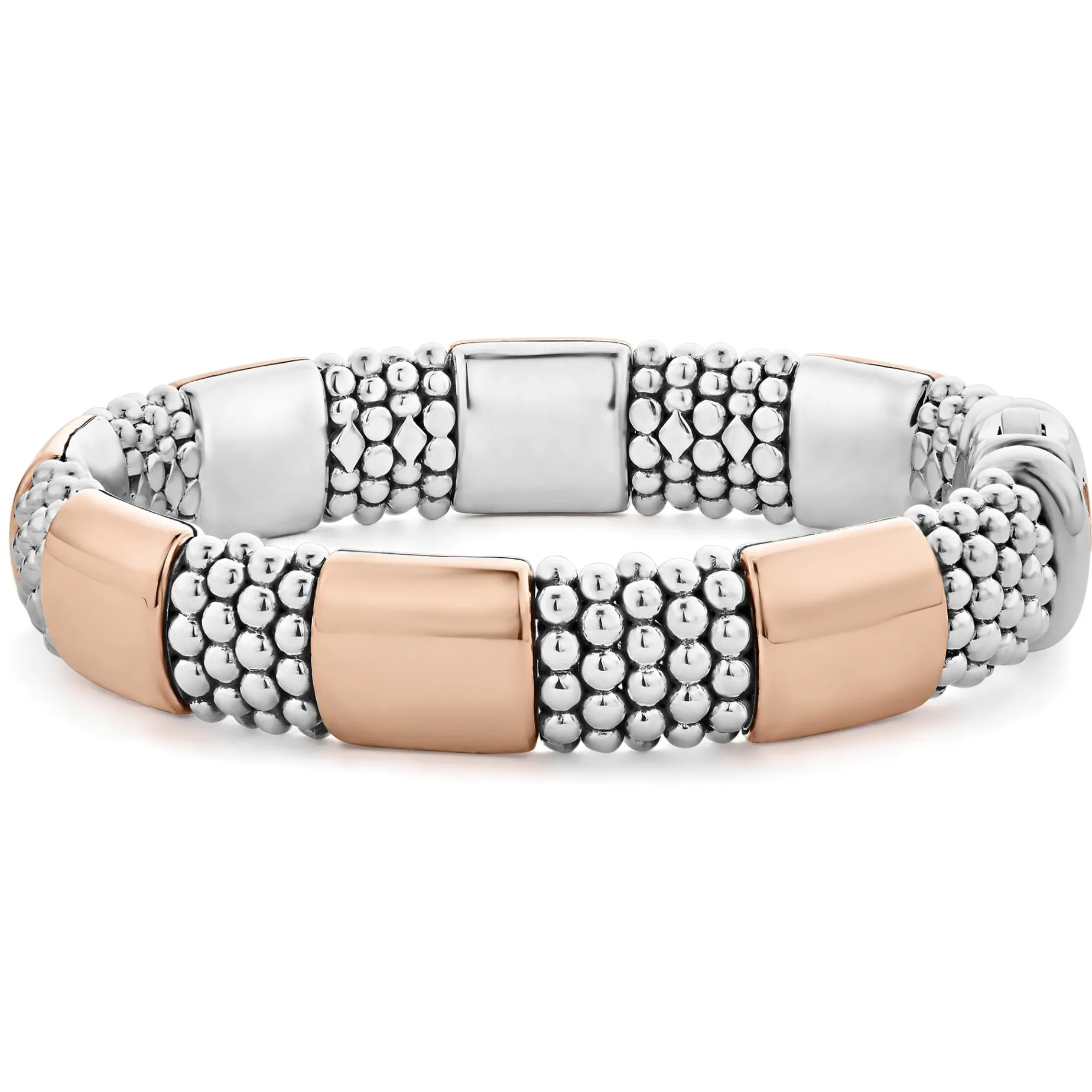 Rose Gold Station Caviar Bracelet | 12mm