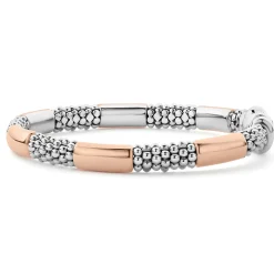Rose Gold Station Caviar Bracelet | 6mm