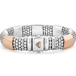Rose Gold Station Caviar Bracelet | 12mm