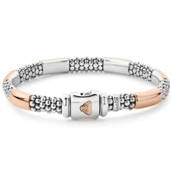 Rose Gold Station Caviar Bracelet | 6mm