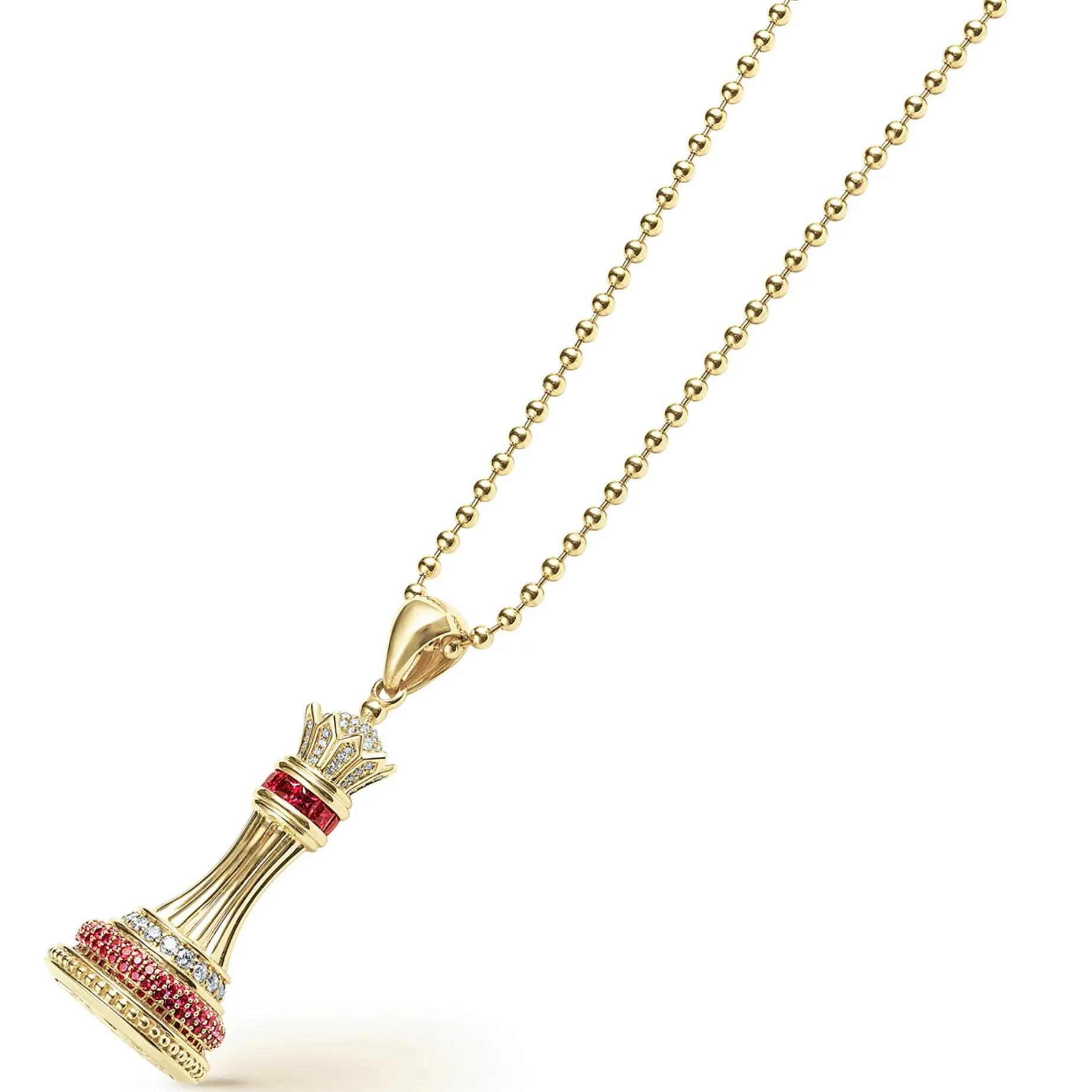 Ruby and Diamond Queen Pendant Necklace