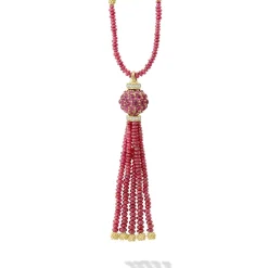 Ruby and Diamond Tassel Pendant Necklace