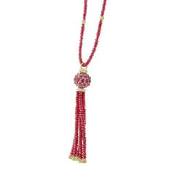 Ruby and Diamond Tassel Pendant Necklace
