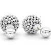 Silver Beaded Front-Back Earrings