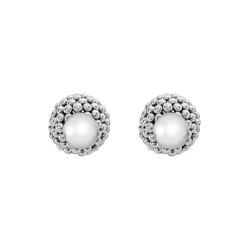 Silver Beaded Front-Back Earrings