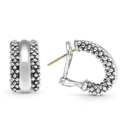 Silver Station Caviar Huggie Earrings