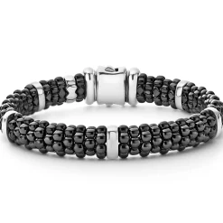 Silver Station Ceramic Caviar Bracelet | 9mm