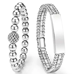 Silver Stretch and ID Link Bracelet Gift Set