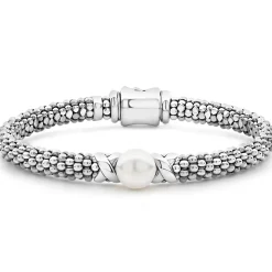 Silver X Pearl Caviar Bracelet | 6mm