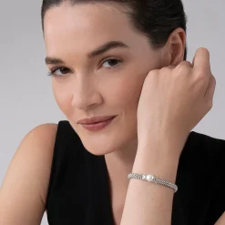 Silver X Pearl Caviar Bracelet | 6mm
