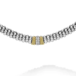Single Station Diamond Caviar Necklace