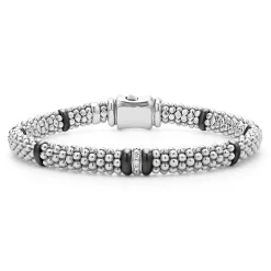 Single Station Diamond Caviar Bracelet | 6mm