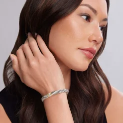 Single Station Diamond Caviar Bracelet | 9mm