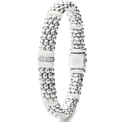 Single Station Diamond Caviar Bracelet | 9mm