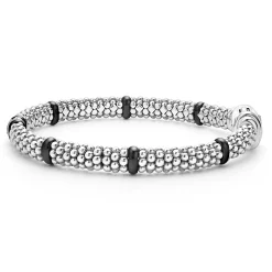 Single Station Diamond Caviar Bracelet | 6mm