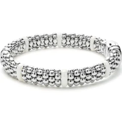 Single Station Diamond Caviar Bracelet | 9mm